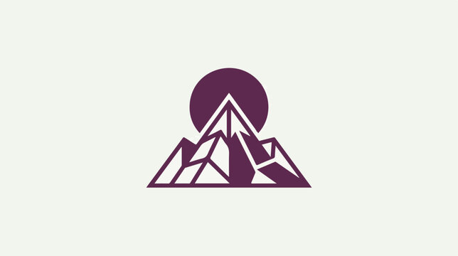 Minimalist mountain and sun logo design.