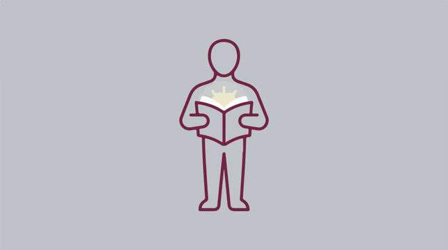 Person Reading Book Outline Icon.