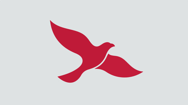 Red Dove Flying Silhouette Icon Symbol.
