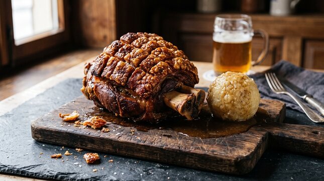 Authentic Bavarian Schweinshaxe Roasted Pork Knuckle