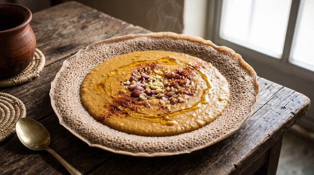 Classic Eritrean Shiro Chickpea Puree with Injera