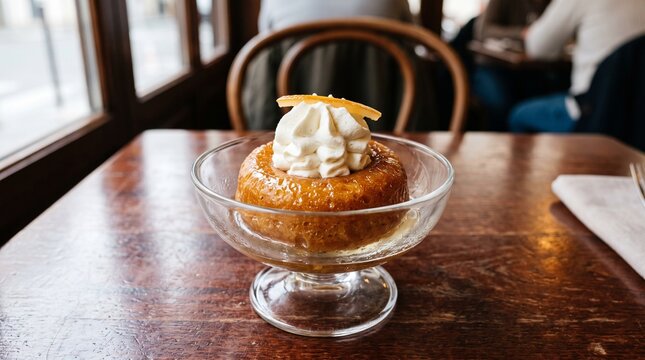 Classic French Baba au Rhum with Whipped Cream