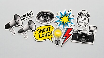 Collection of Pop Art Retro Halftone Stickers © Janson