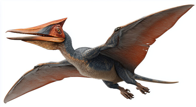 pterodactyl, a flying dinosaur, isolated on a white background.