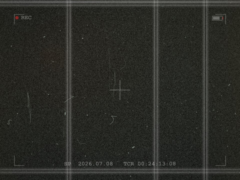 Retro Surveillance Camera Recording Interface with Static, Grid, and Crosshair Overlay