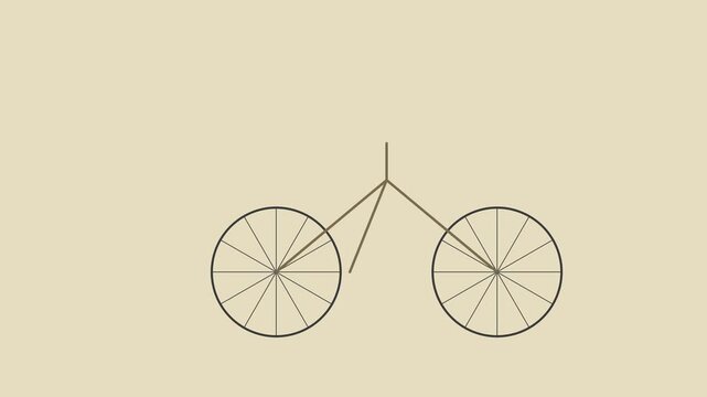 Minimalist bicycle animation loop: simple line cycle for motion and creative projects 4k bike