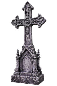 Purple gothic grave cross isolated on white, Halloween decor element