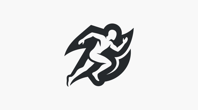 Dynamic Silhouette of a Runner in Motion, Sport and Speed Symbol