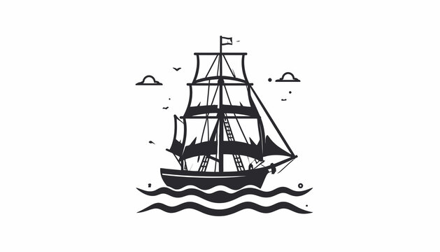 Sailing Ship on the Ocean Waves.