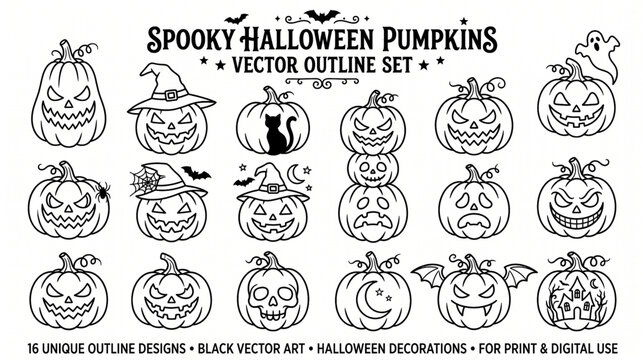 spooky halloween pumpkin vector set