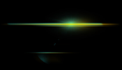 Rayon de lumière verte, effet néon, sur fond noir. © tsuiho