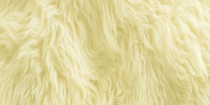 Soft yellow fur texture background with wavy hair like strands closeup