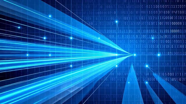 Blue digital data streams binary code