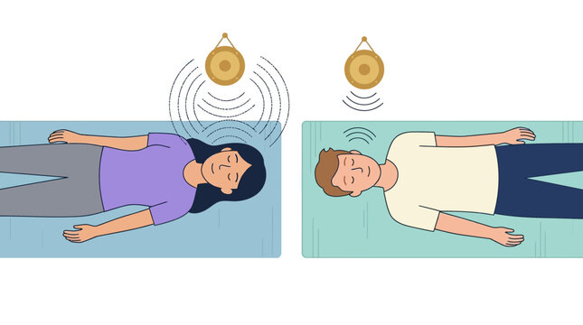 Vector illustrations of people meditating, relaxation concept, mindfulness icons, yoga practice