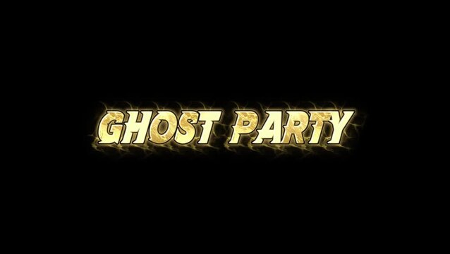 GHOST PARTY Text glow Animation on black background landscape 4k video