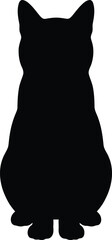 Black cat silhouette sitting © Poli