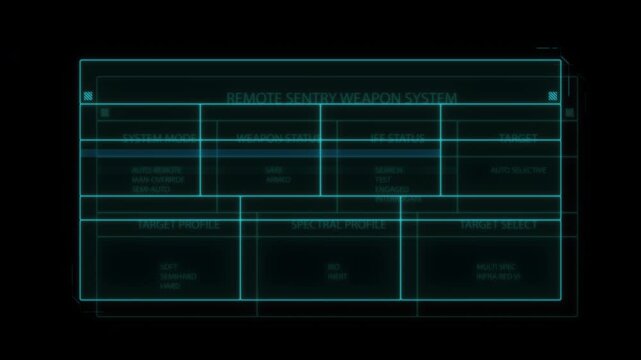 Abstract digital interface grid with neon light lines and HUD elements.