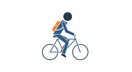 Obraz premium Illustration of a person riding a bicycle with backpack.