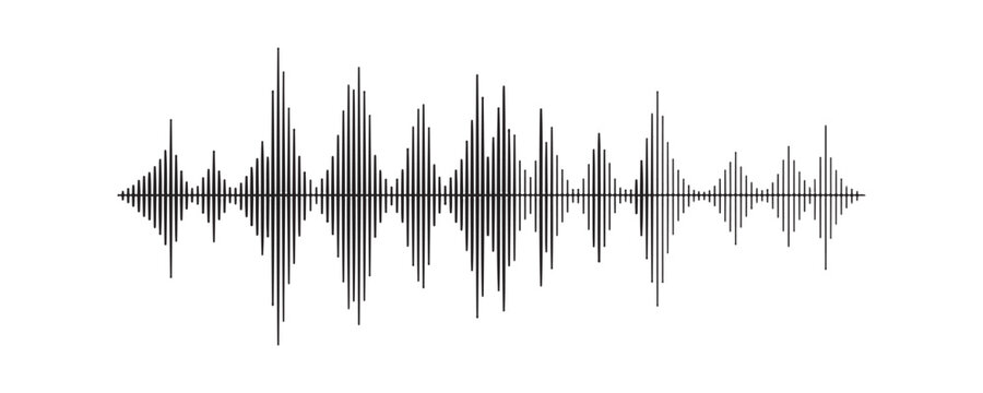Black digital sound wave on transparent background for music player app ui design element isolated vector.