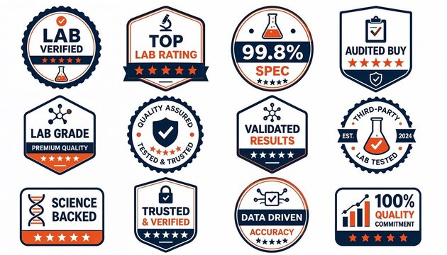 Collection Of Circular Quality Assurance Badges, Vector Illustration