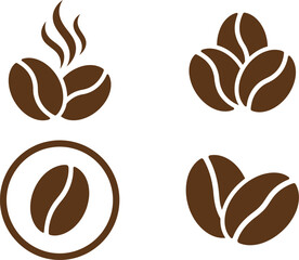 Obraz premium Set of brown coffee bean icons and symbols for cafe menu design and beverage branding projects