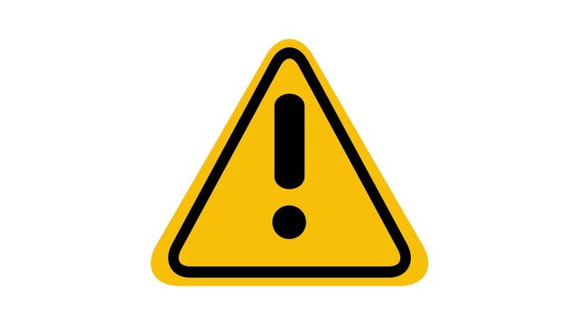 A yellow triangular warning sign with a thick black border and a prominent black exclamation mark inside is displayed on a clean white background, signifying caution or an alert for potential hazards