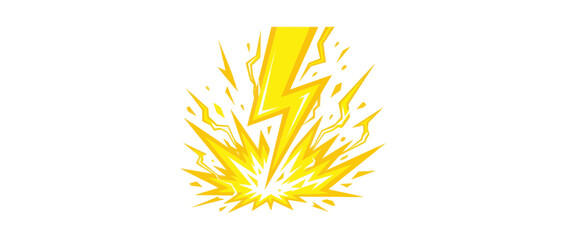 Lightning bolt striking with an energetic yellow impact burst © ifin