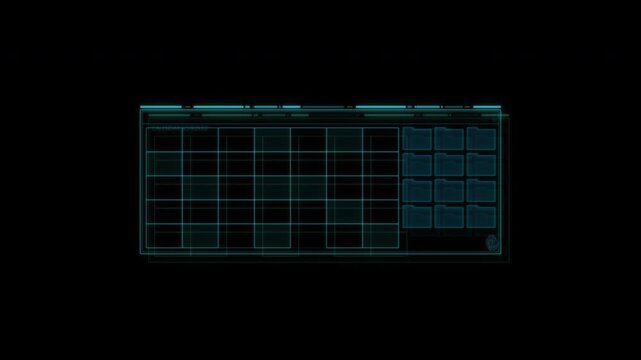 Futuristic Digital Interface Grid HUD Animation.
