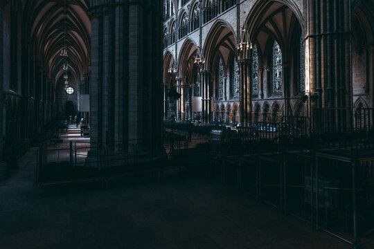 interior architecture features of Lincoln Cathedral, England