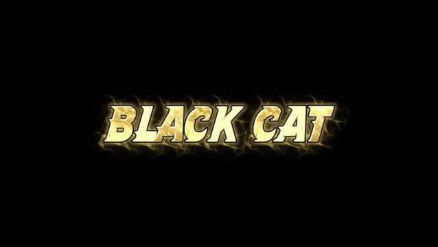 BLACK CAT Text glow Animation on black background landscape 4k video