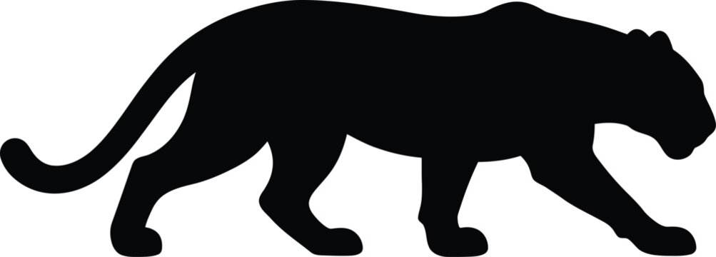 Silhouette of a stalking black panther or wild big cat for sports mascot logo designSilhouette of a stalking black panther or wild big cat for sports mascot logo design