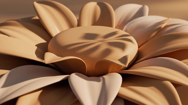 落ち着いたニュアンスカラーの花びらと円柱ステージが美しい3Dアニメーション
