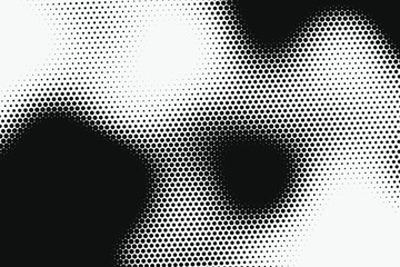 Black and white camouflage pattern with variable halftone dots and wavy organic liquid shapes © MD. ABDUL BATEN