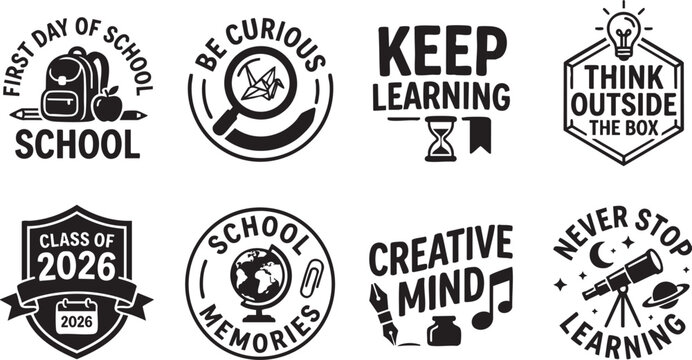 Back to School Badges Set