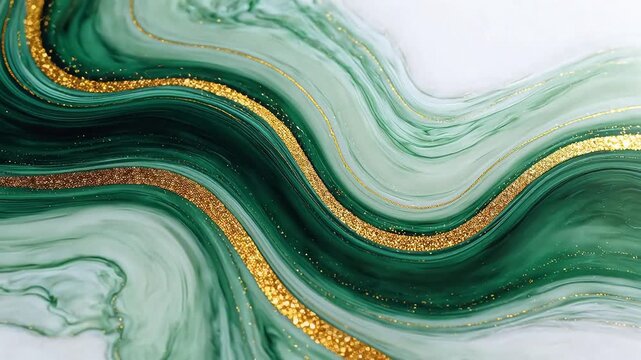 Abstract green and gold swirling pattern