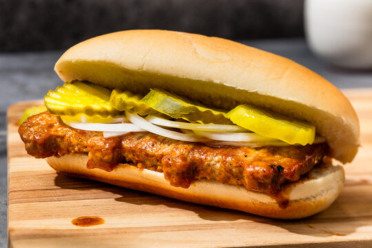 Homemade Barbecue Pork Rib Sandwich