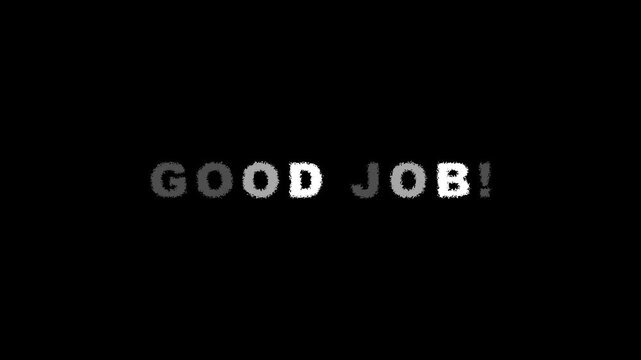 Handwritten word good job on a note paper pinned on a black background.4k motion graphics video animation