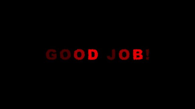 Handwritten word good job on a note paper pinned on a black background.4k motion graphics video animation