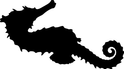 Seahorse silhouette, black sea horse, ocean animal icon, marine life symbol © Mir