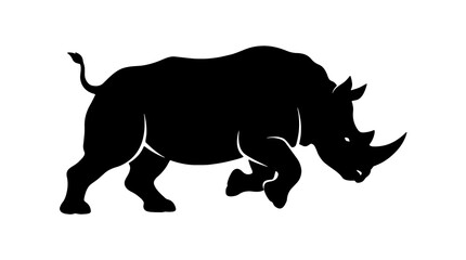 Black rhino silhouette, animal icon, wildlife symbol, conservation emblem © Mir