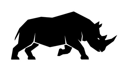 Black rhinoceros silhouette, rhino icon, wildlife symbol, endangered animal © Mir