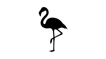 Black flamingo silhouette, minimalist bird icon, simple animal design, elegant wildlife graphic © Mir