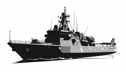 Modern naval warship vessel boat. © Putra