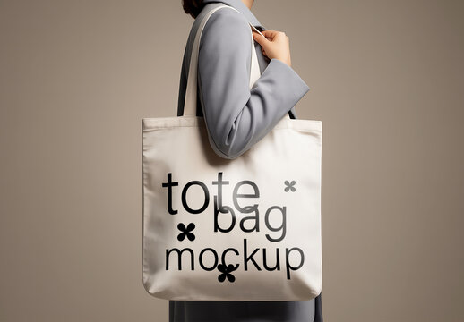 Minimal Tote Bag Mockup on Shoulder Template