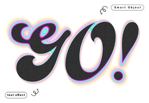 Neon Glow Grain Text Effect Template