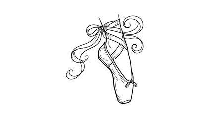 Ballet Pointe Shoe with Ribbon Bow, Elegant Dance Footwear © Jarwo
