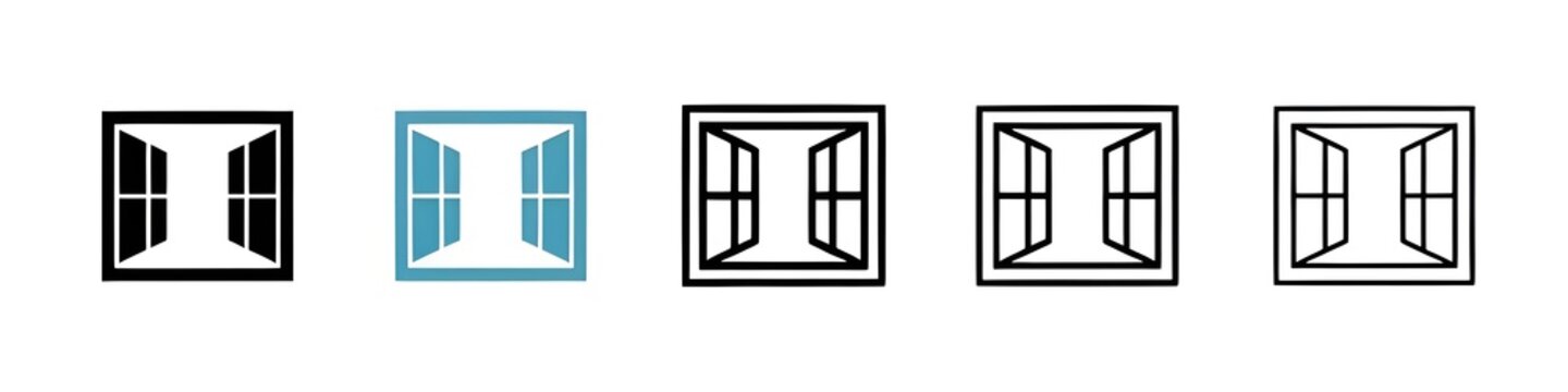 Open window line icon vector set. Thin line customizable illustration. Contour symbol. Vector isolated outline drawing. Editable stroke