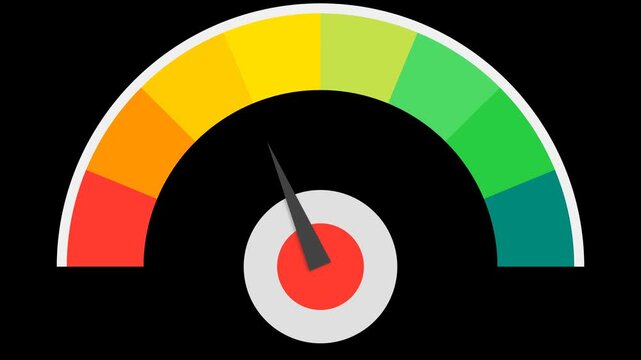 Flat Speedometer Performance Gauge Animation for Business KPI and Data Visualization