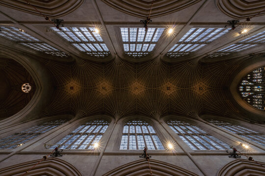 interior of church of Bath Abbey, England