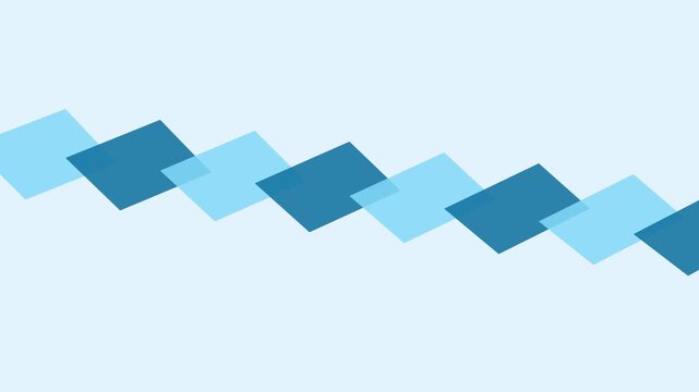 Abstract blue geometric motion animation 4k background, with overlapping transparent, squares